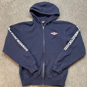 Jacks Surfboards Mens Navy Blue Full Zip Graphic Hoodie California Small 121